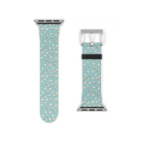 Printify eco-friendly watch band with light blue background and small beige seed pattern