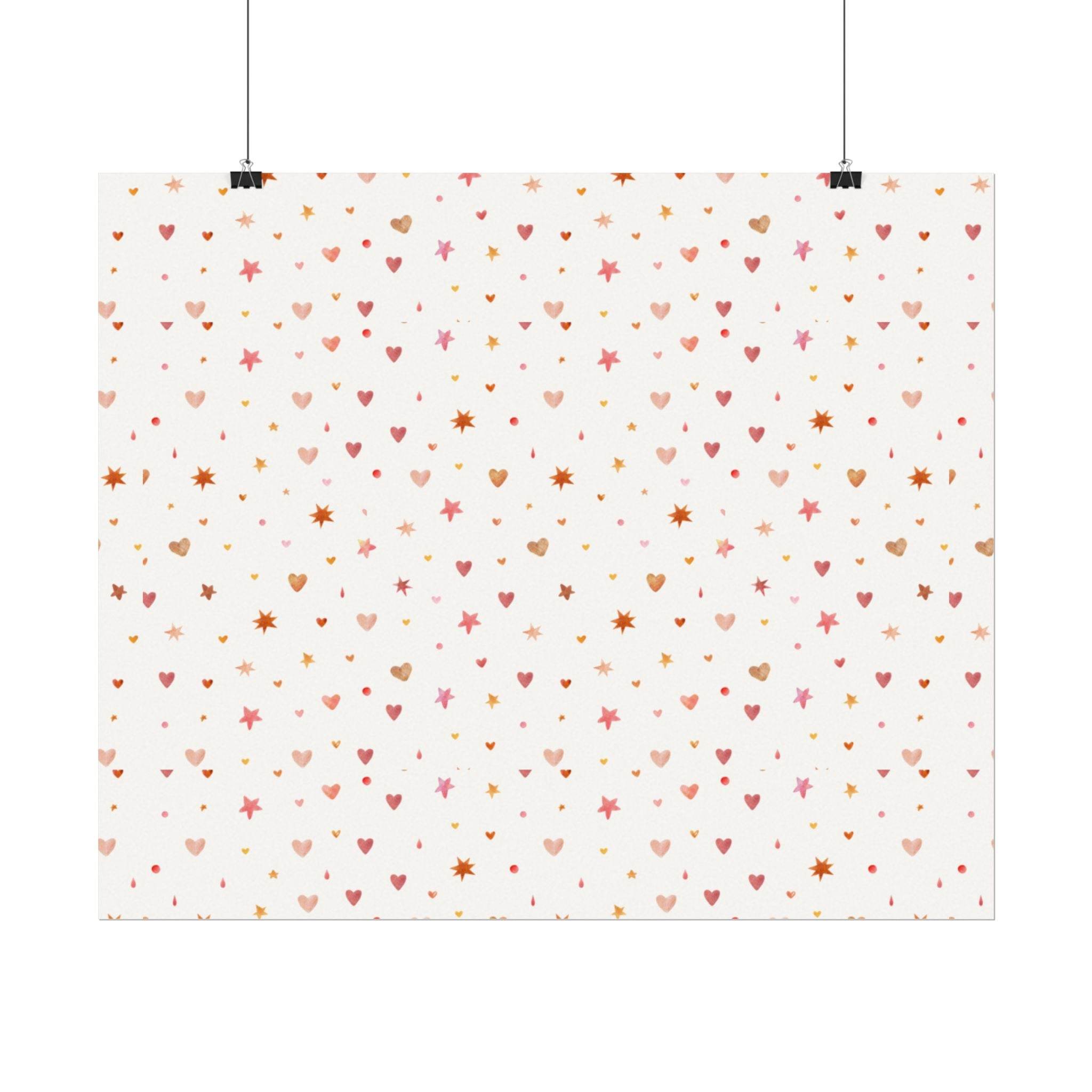 Heart Sparkle Textured Watercolor Matte Posters