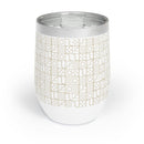 Printify eco-friendly wine tumbler with geometric pattern and stainless steel lid white base