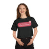 Printify eco-friendly women cropped t-shirt in black with intersectional pink graphic and short sleeves