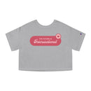 Printify eco-friendly women cropped t-shirt in gray with The Future is Intersectional graphic