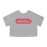 Printify eco-friendly women cropped t-shirt in gray with The Future is Intersectional graphic