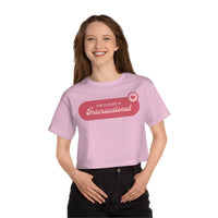Printify eco-friendly women cropped t-shirt in light pink with The Future is Intersectional graphic