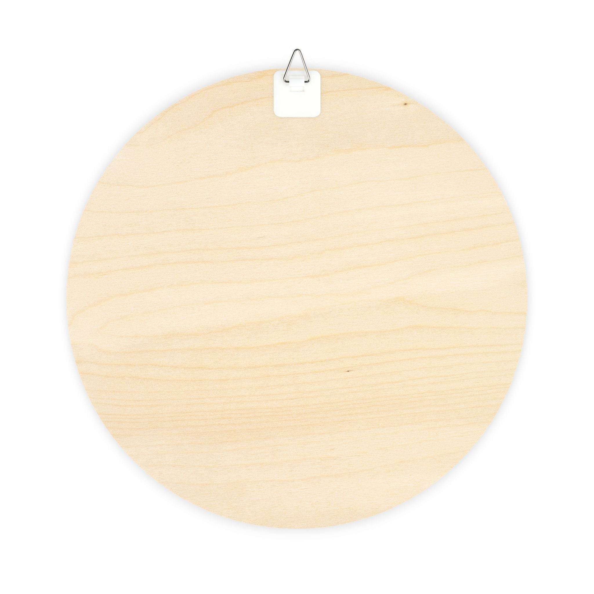 Round blank wooden board with hanging hook for eco-friendly wood signs home decor by Printify