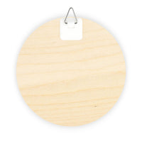 Round blank eco-friendly wood signs made of light natural wood with metal hanger by Printify