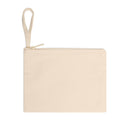 Printify eco-friendly zipper pouch in natural beige with wrist strap for convenient carrying
