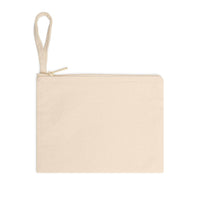 Printify eco-friendly zipper pouch in natural beige with wrist strap for convenient carrying
