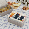 Printify cat-themed eco lunch carrier with three playful cats illustration and zipper closure