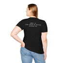 Womens black tee shown from back with white text admit it life would be boring without me eco-friendly playful quote t-shirt