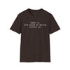 Printify eco-friendly playful quote t-shirt brown crew neck with white text admit it life would be boring without me