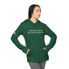 Printify eco-friendly unisex fleece hoodie green with white slogan raising babies building business on model