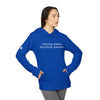 Printify royal blue eco-friendly unisex fleece hoodie with white text raising babies building business