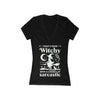 Printify eco-friendly witchy graphic tee black V neck women shirt with white witch moon stars and sarcastic slogan