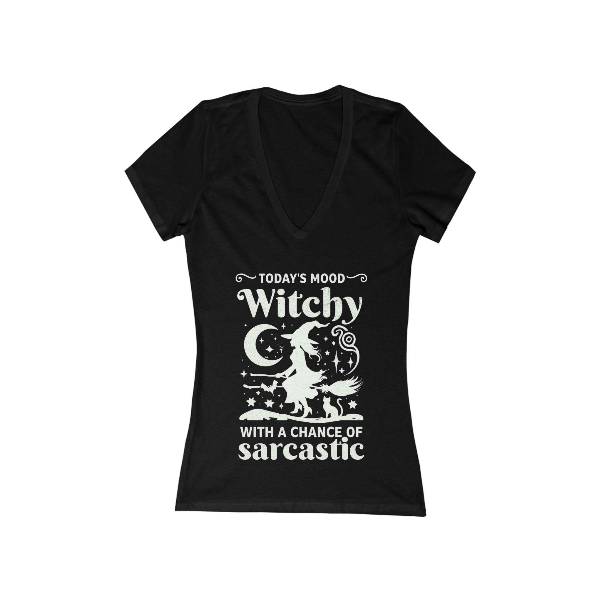 Witchy Mood Women's Jersey Short Sleeve Deep V-Neck Tee