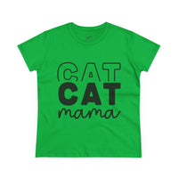 Printify green t shirt with black CAT CAT mama graphic print eco-friendly cat mom shirt casual cotton tee
