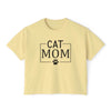 eco-friendly cat mom shirt yellow cropped tee Printify CAT MOM text with paw print graphic casual fit