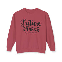 Printify eco-friendly bridal sweatshirt dusty rose crewneck with black Future Mrs script ideal for brides