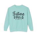 Printify mint crewneck with Future Mrs black script soft casual fit eco-friendly bridal sweatshirt for shower