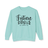 Printify mint crewneck with Future Mrs black script soft casual fit eco-friendly bridal sweatshirt for shower