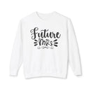Printify white crewneck eco-friendly bridal sweatshirt with black Future Mrs script design