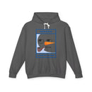 Printify eco-friendly ugly Christmas hoodie charcoal with minimalist snowman face, carrot nose and smoking pipe