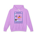 Printify lavender hoodie with minimalist snowman face and pipe MEEEEH CHRISTMAS print eco-friendly ugly Christmas hoodie