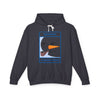Printify eco-friendly ugly Christmas hoodie with navy snowman graphic sunglasses carrot nose and pipe