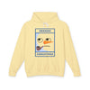 Printify pale yellow hoodie with minimalist snowman face and pipe and MEEEEEH CHRISTMAS eco-friendly ugly Christmas hoodie