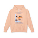 Peach Printify hoodie with minimalist snowman graphic and pipe text ideal eco-friendly ugly Christmas hoodie for holiday parties