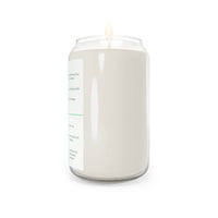 Printify eco-friendly scented candle in a clear glass jar with a white wax and lit wick