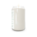 Printify eco-friendly scented candle in clear glass jar with white wax burning flame