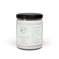 Printify eco-friendly scented soy candle in glass jar with black lid and natural soy wax