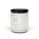 Printify eco-friendly scented soy candle in clear glass jar with black lid and natural soy wax label