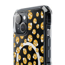 Printify eco-friendly magnetic phone case with black background and multiple thinking face emoji design