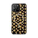 Printify eco-friendly magnetic phone case with black background and funny yellow emoji pattern