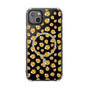 Printify eco-friendly magnetic phone case with black background and yellow thinking face emojis pattern