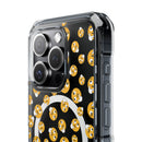 Printify eco-friendly magnetic phone case with black background and thinking face emoji pattern
