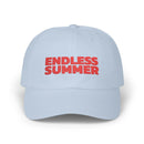 Light blue eco-friendly dad cap by Printify with red Endless Summer embroidery