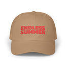 Printify eco-friendly dad cap in brown with red Endless Summer embroidery on front