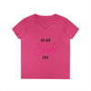 Printify pink v neck t shirt with In My Bride Era script design eco-friendly bride t-shirt for bachelorette