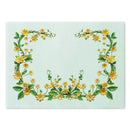 Floral eco-friendly cutting board with yellow flower design and green leaves from Printify kitchen accessories