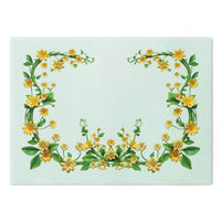 Floral eco-friendly cutting board with yellow flower design and green leaves from Printify kitchen accessories