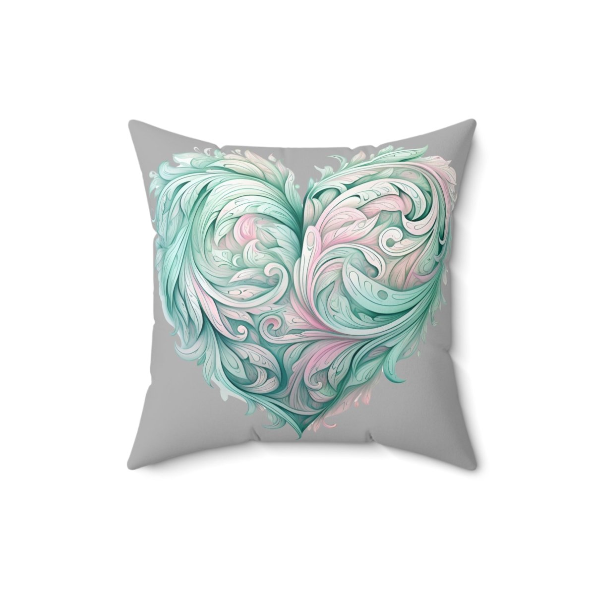 Flourish Heart Faux Suede Square Pillow