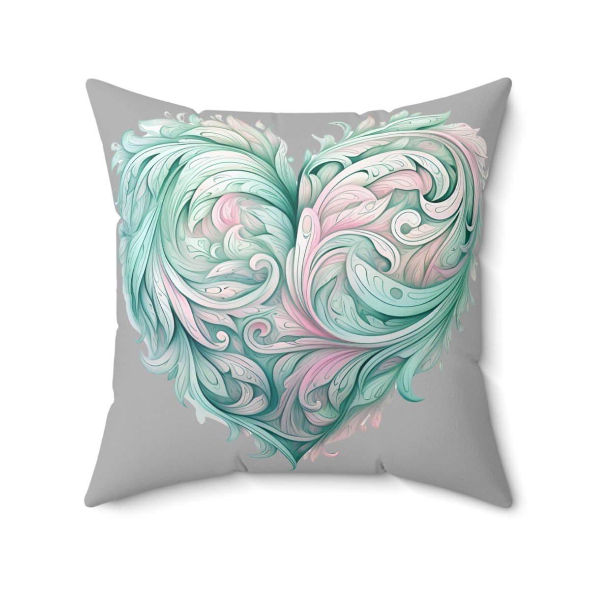 Flourish Heart Faux Suede Square Pillow