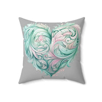 Flourish Heart Faux Suede Square Pillow