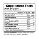 Supplement facts label showing ingredients and serving sizes for vegan magnesium zinc supplement by Printify
