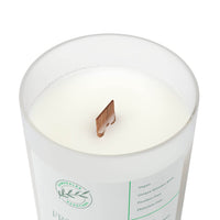 Printify frosted glass eco candle with wooden wick in a white frosted glass container