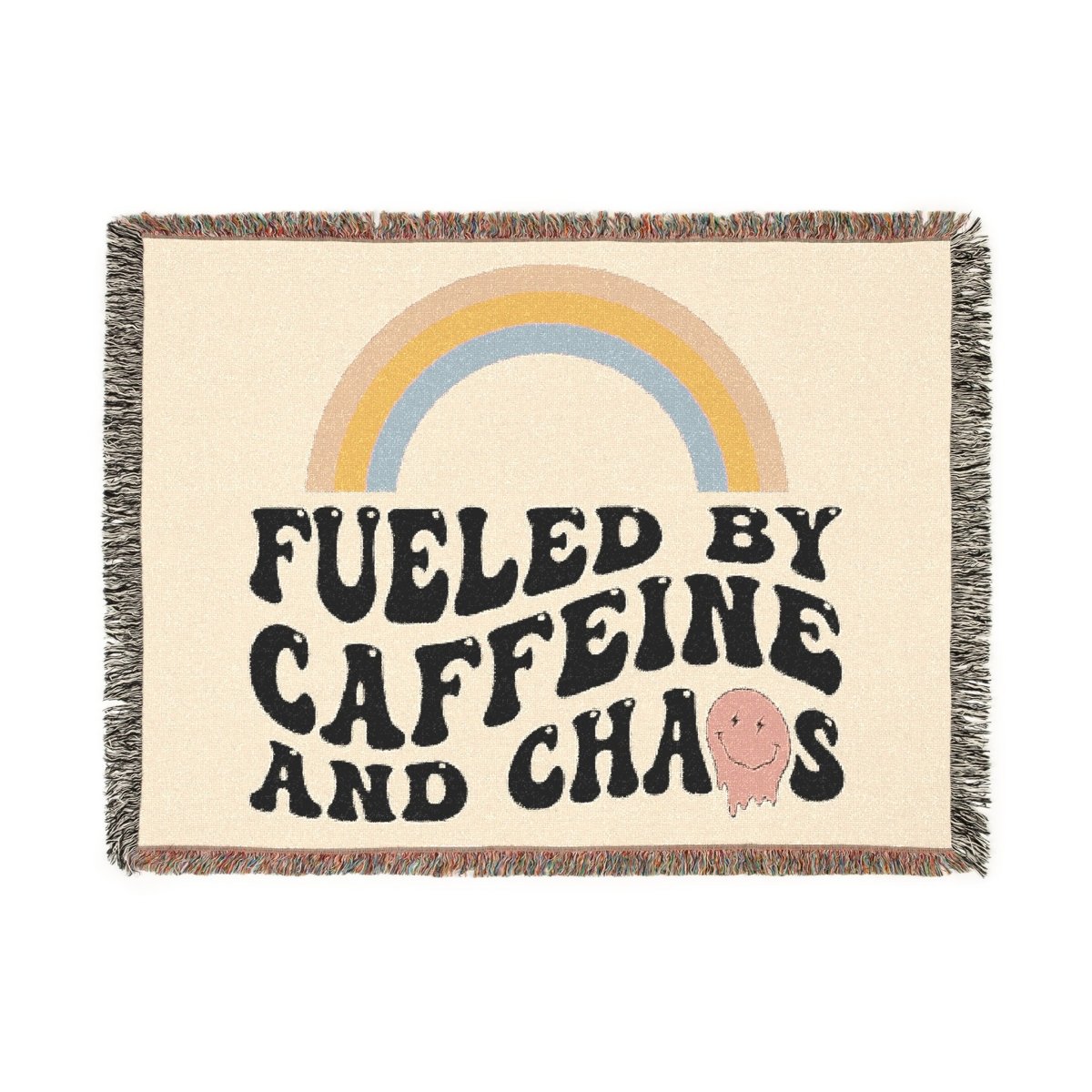 Fueled by Caffeine and Chaos Woven Blanket