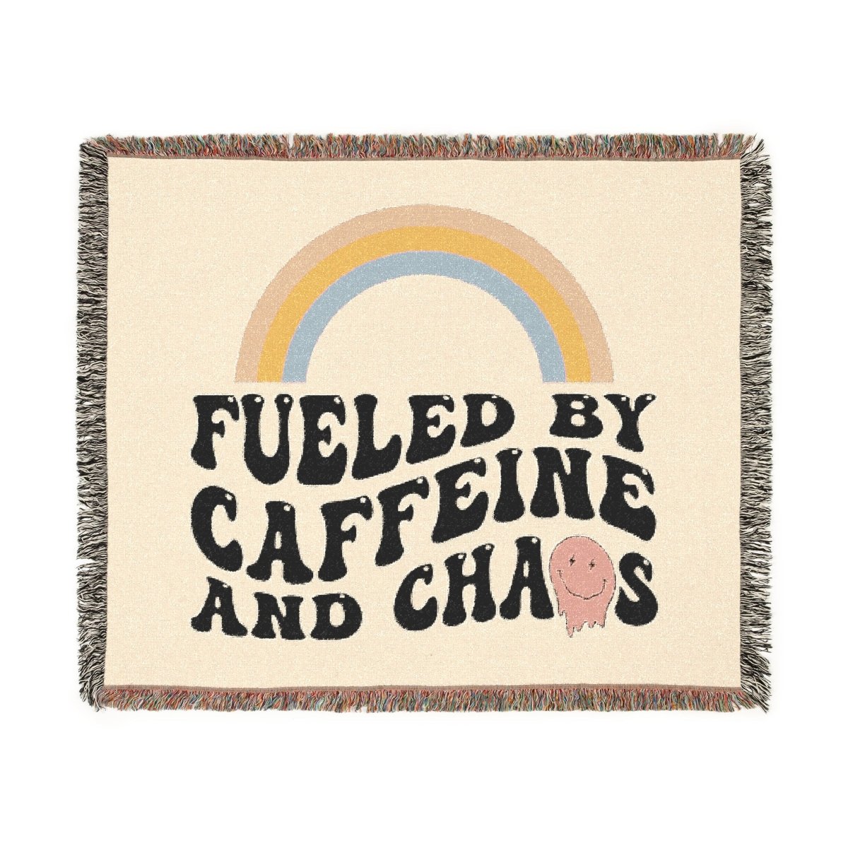 Fueled by Caffeine and Chaos Woven Blanket