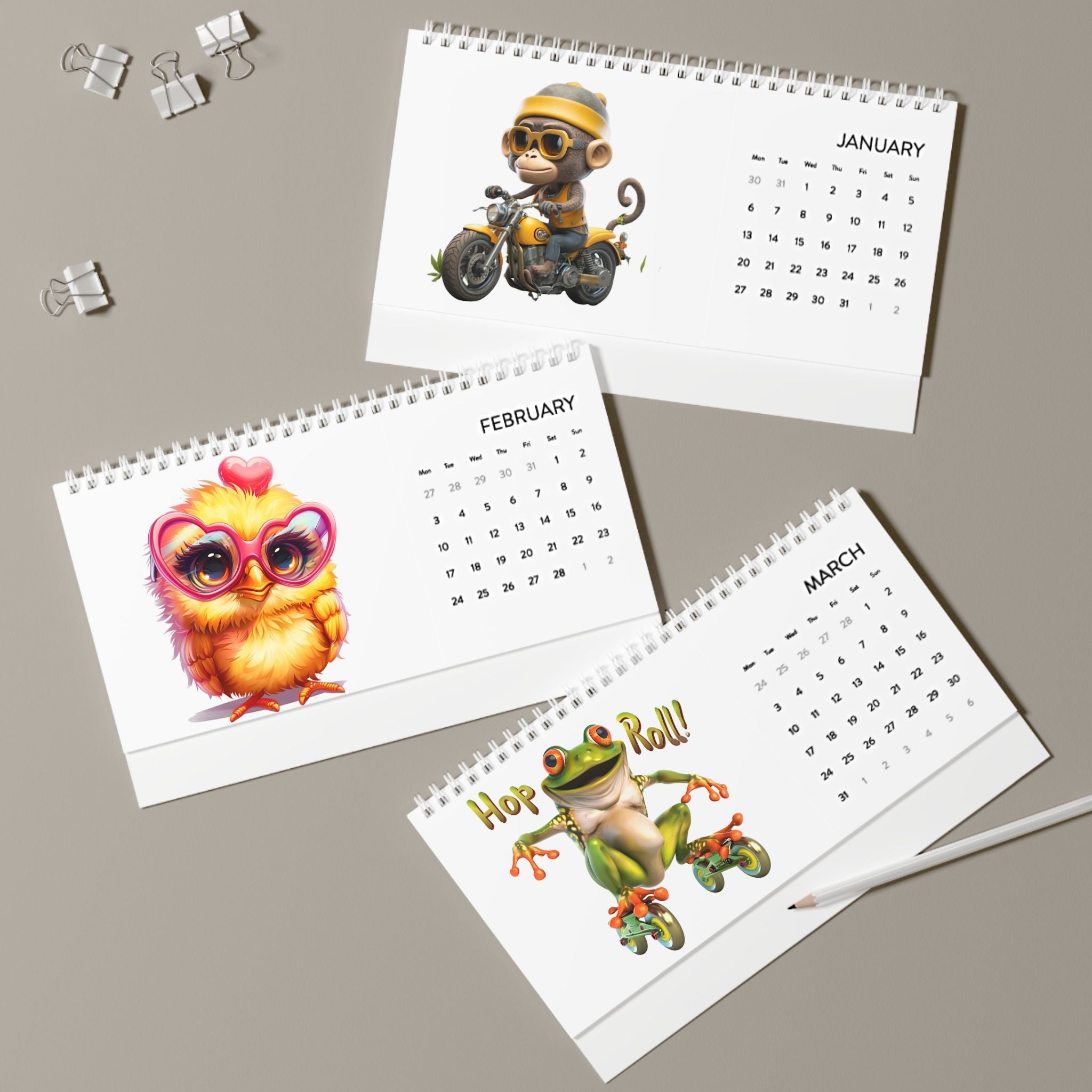 Funky Friends Desk Calendar 2025